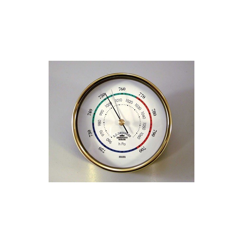 Barometer,Mini - 90mm / Brass ,3-coloured deco line, mm