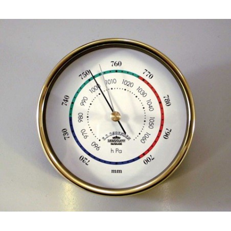 Barometer,Mini - 90mm / Brass ,3-coloured deco line, mm