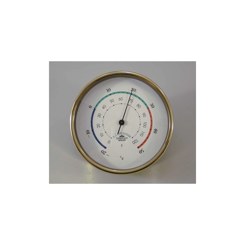 Thermometer,Mini - 90mm / Brass, 3-coloured deco line