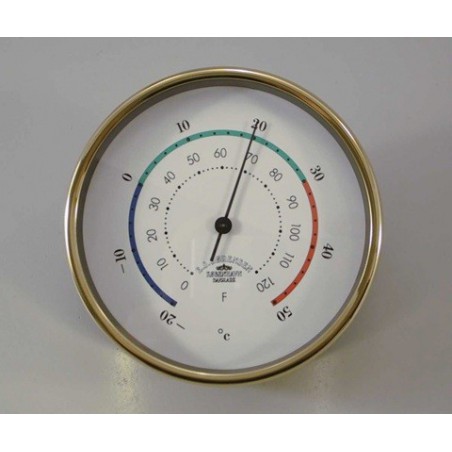 Thermometer,Mini - 90mm / Brass, 3-coloured deco line