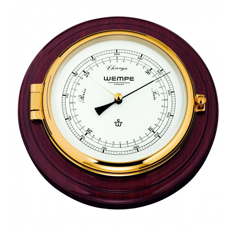 Wempe Skipper barometer messing mahonie 210mm CW400002 shipsclockshop