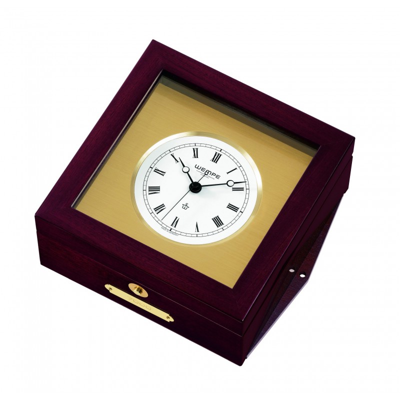 Wempe scheepsklok Pro messing - mahonie Romeins, chronometer met certificaat CW800005